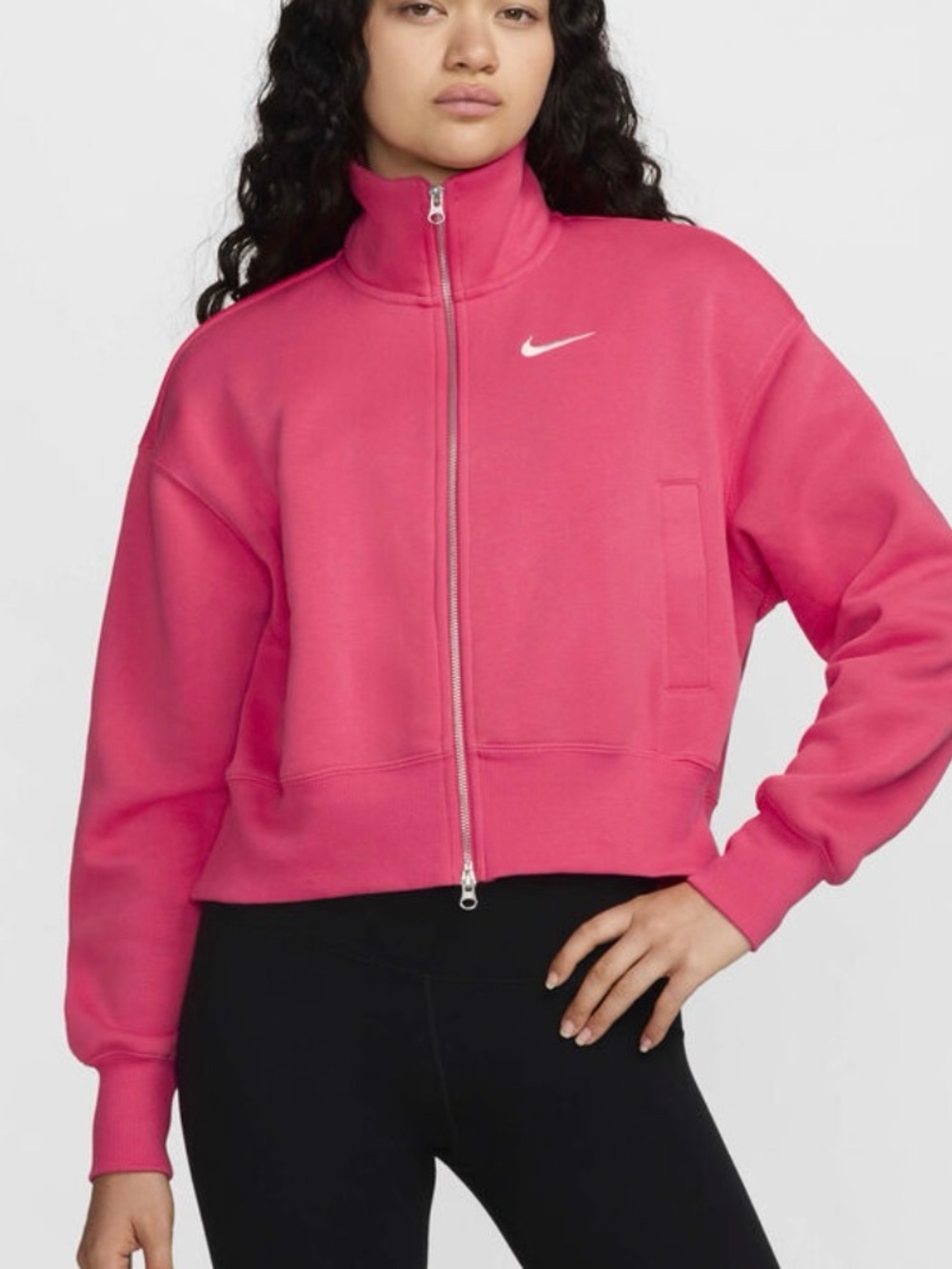 Nike Hot Pink Cropped Zip-Up Jacket
